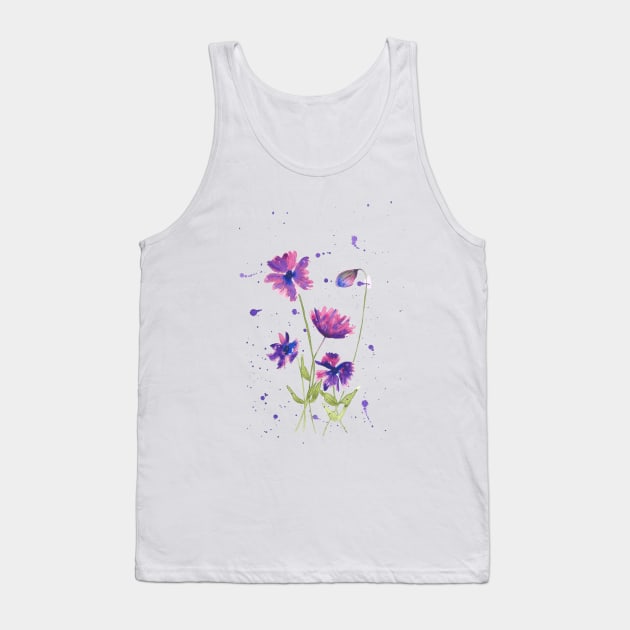 Watercolor painting of loose purple flowers Tank Top by cesartorresart